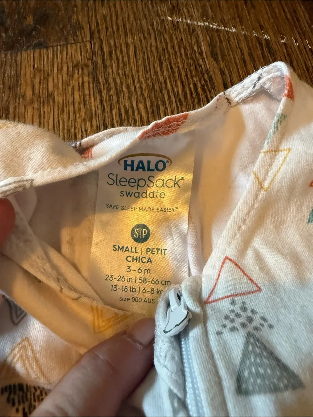 Halo White Sleep Sack with Multicolor Triangle Pattern